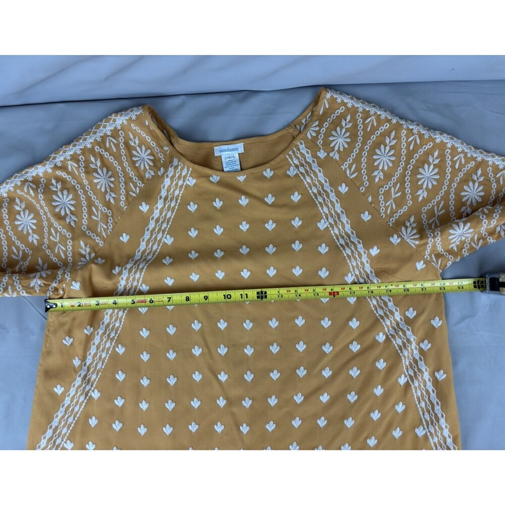 Sundance Mustard Yellow Embroidered Tunic Top Large Lined Boho Festival Coastal - Picture 6 of 12